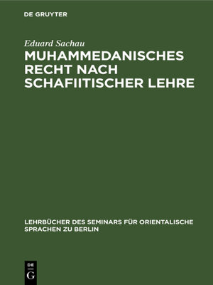 cover image of Muhammedanisches Recht nach schafiitischer Lehre
